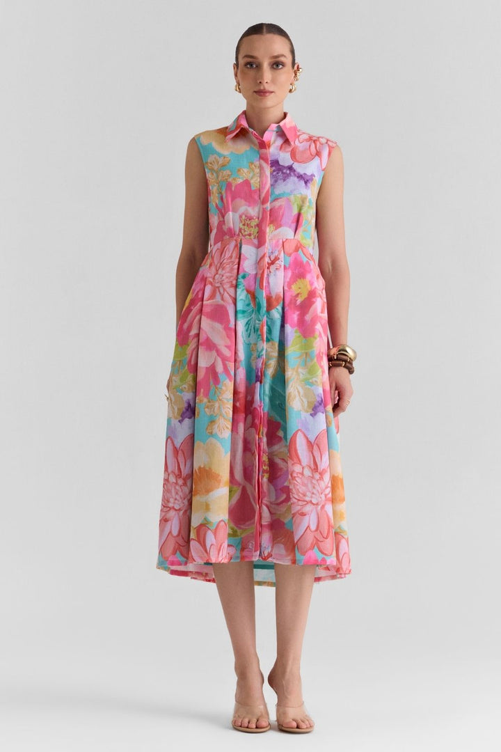 Amour Print Flared Midi Dress