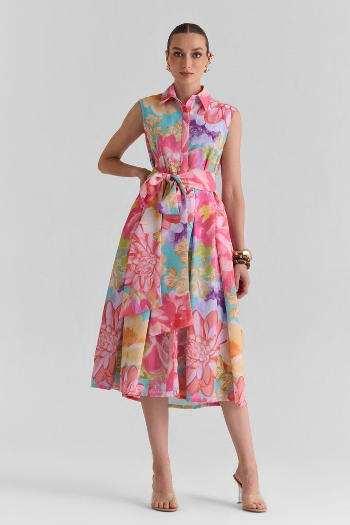 Amour Print Flared Midi Dress