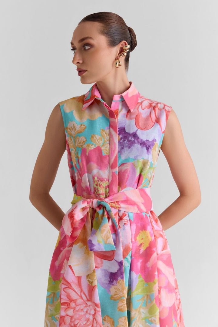 Amour Print Flared Midi Dress