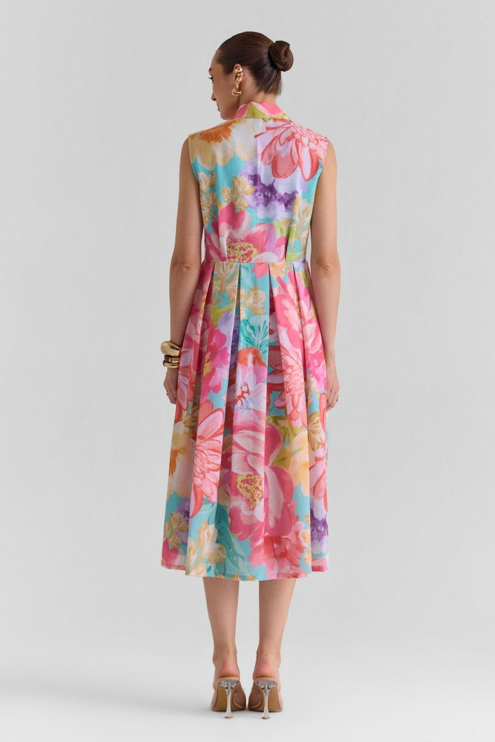 Amour Print Flared Midi Dress