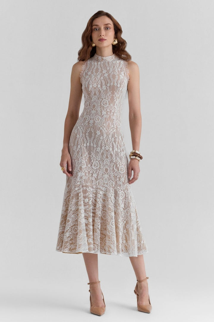 Haze White Lace Midi Dress