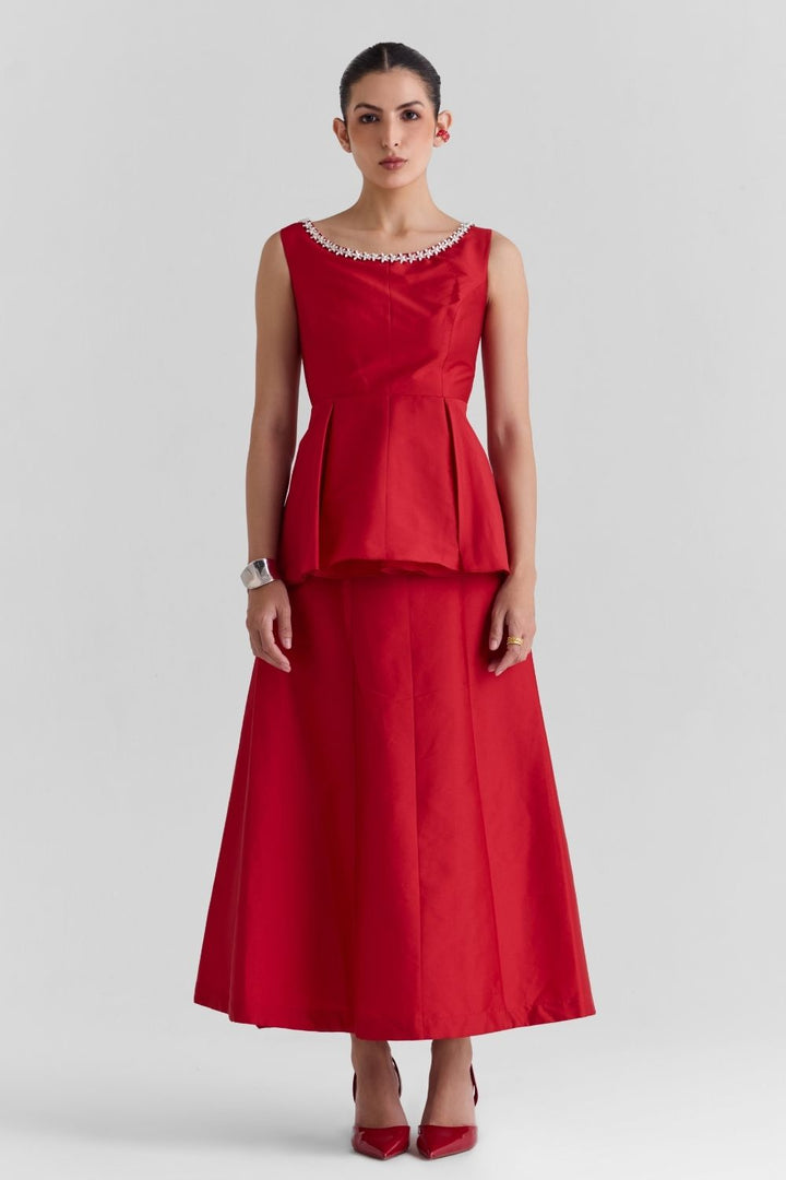 Claret Tafetta Co-ord Set