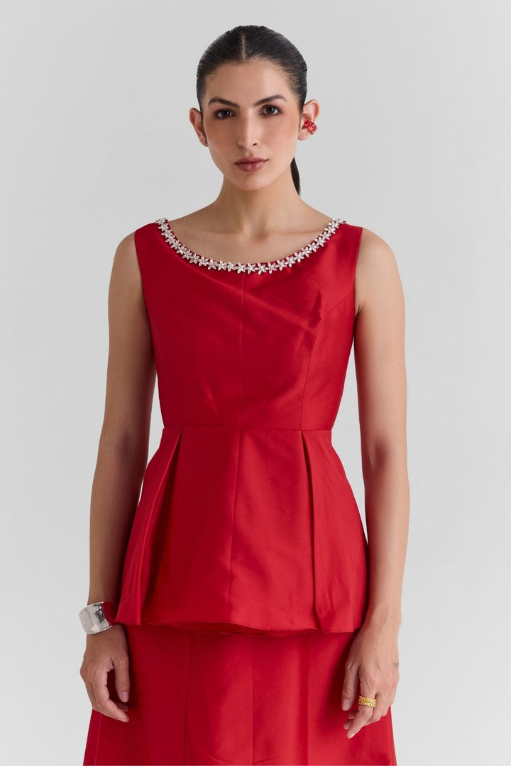 Claret Tafetta Co-ord Set