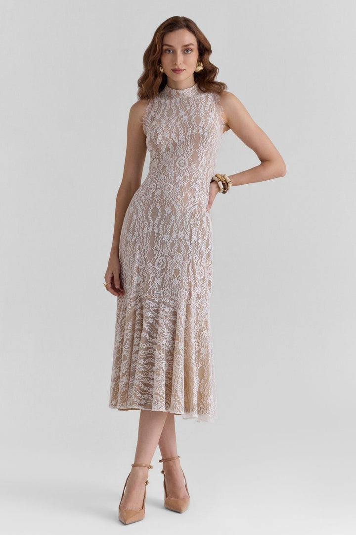 Haze White Lace Midi Dress