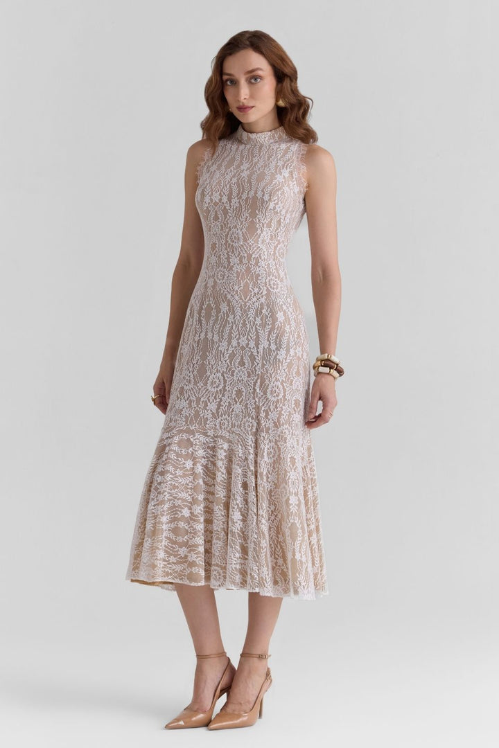 Haze White Lace Midi Dress