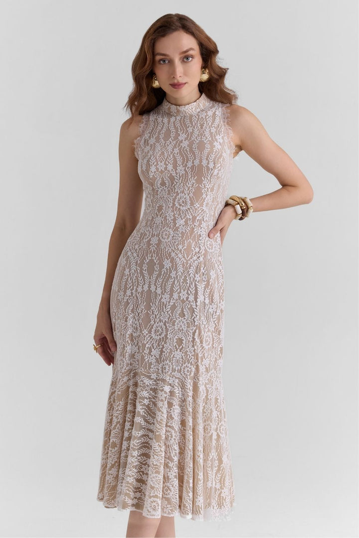 Haze White Lace Midi Dress