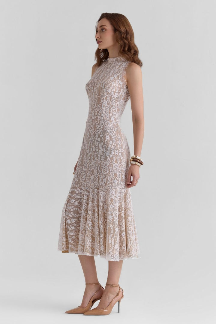 Haze White Lace Midi Dress