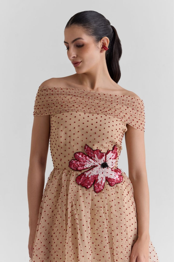 Floria Tulle Embroidered Maxi Dress