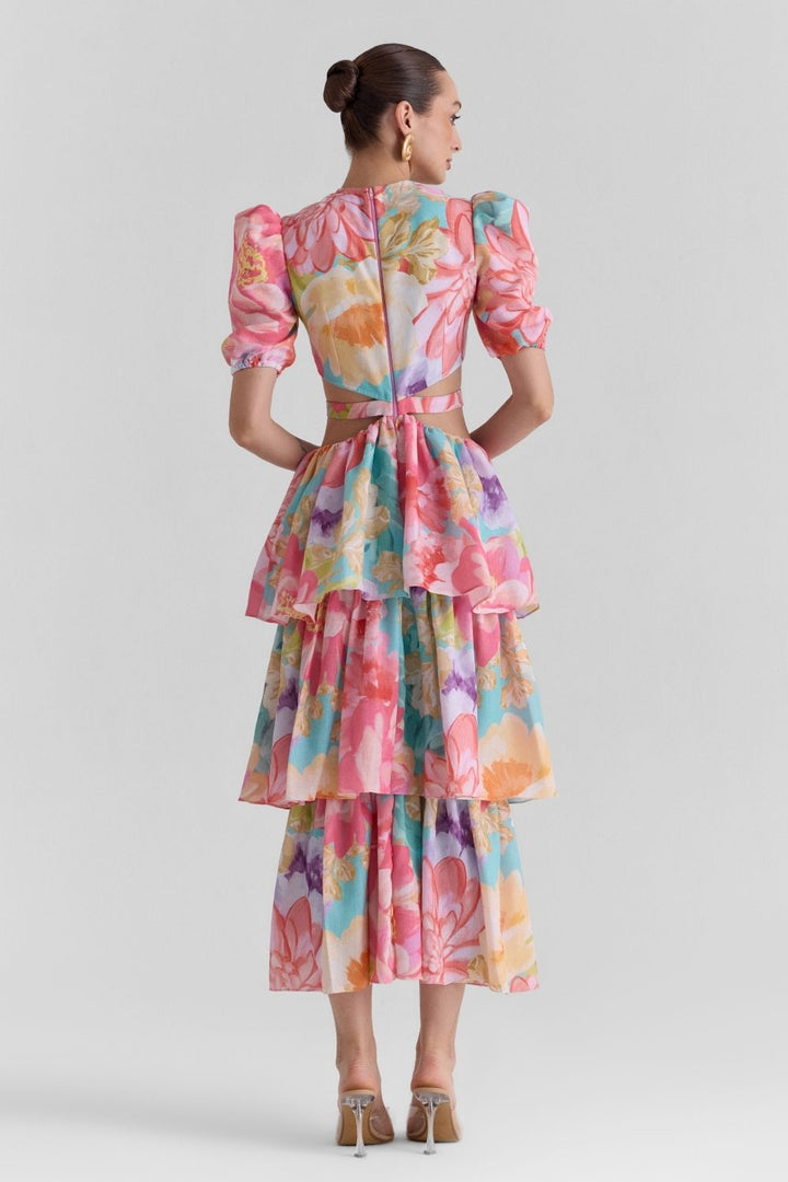 Amour Print Cut Out Midi Dress