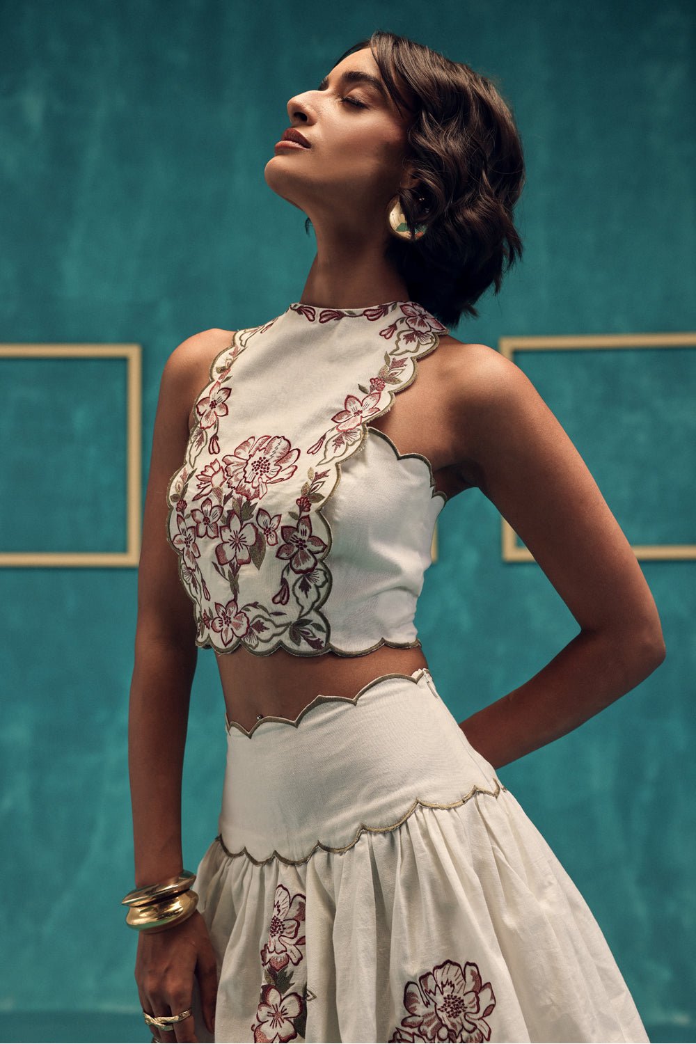 Sway Embroidered Linen Skirt - Zabella