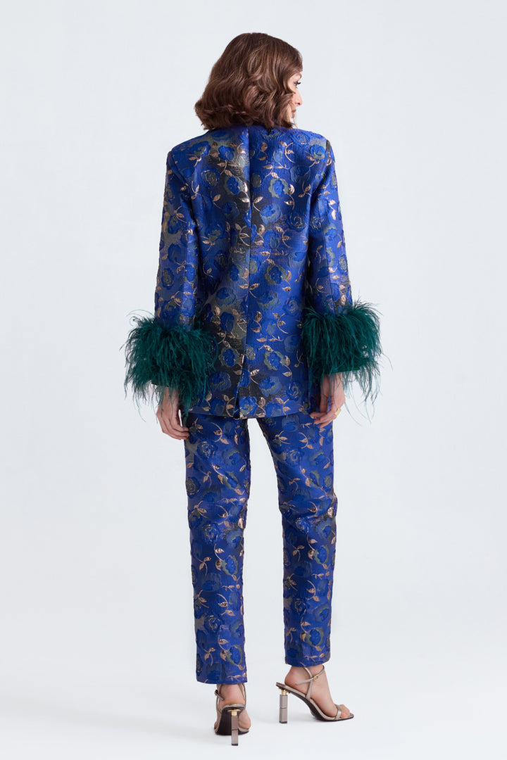 Cyra Jacquard Feather Pantsuit