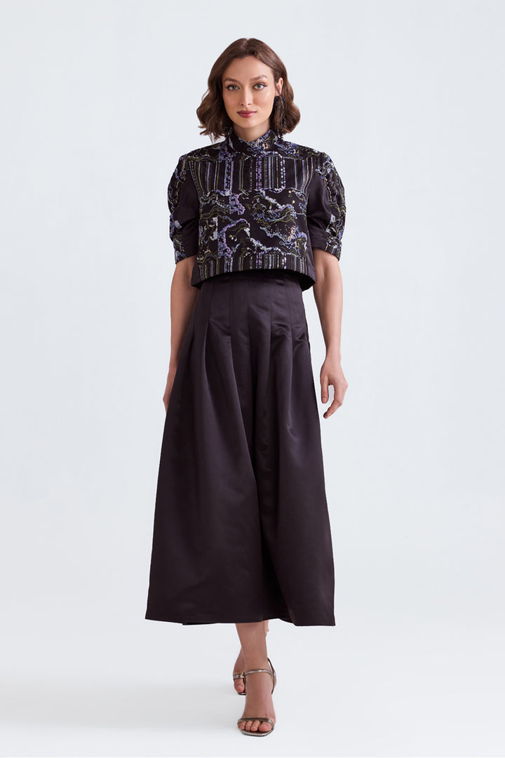 Huma Sequin Top And Satin Midi Skirt