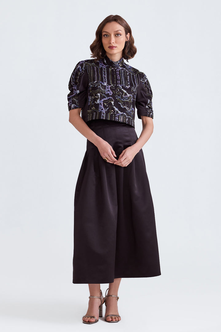 Huma Sequin Top And Satin Midi Skirt