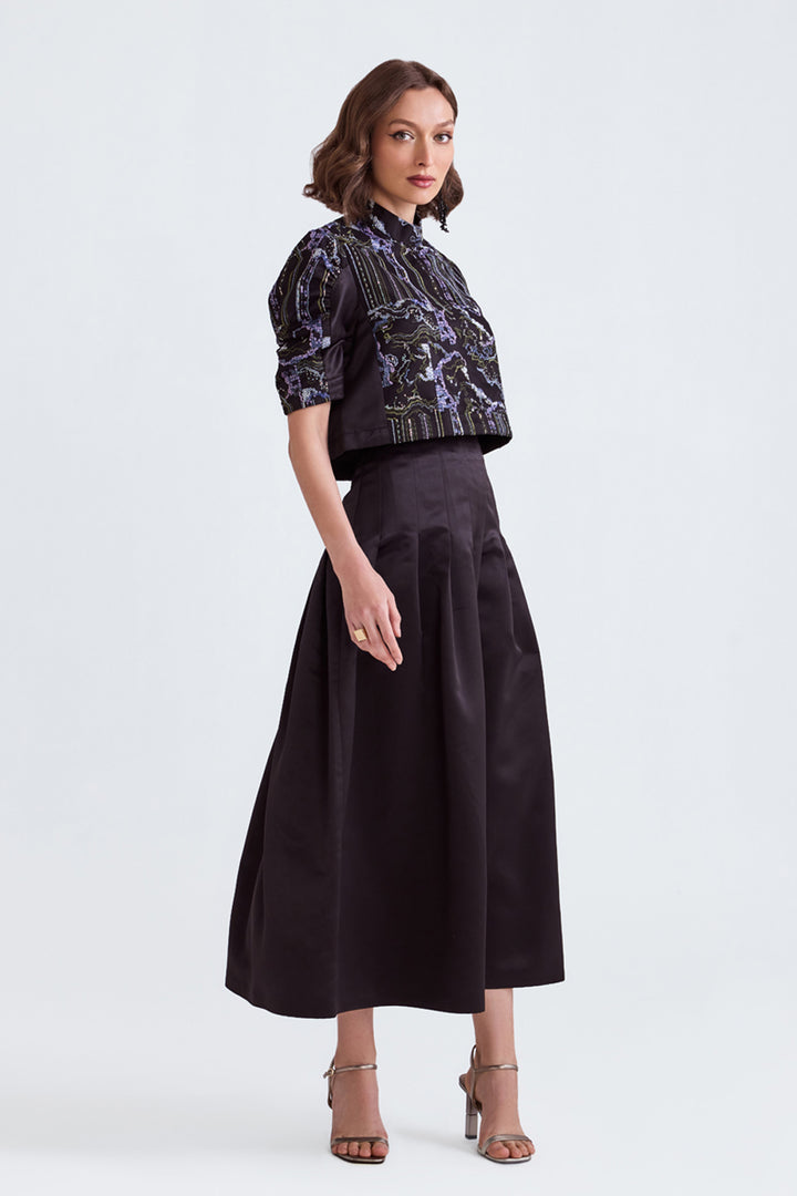 Huma Sequin Top And Satin Midi Skirt
