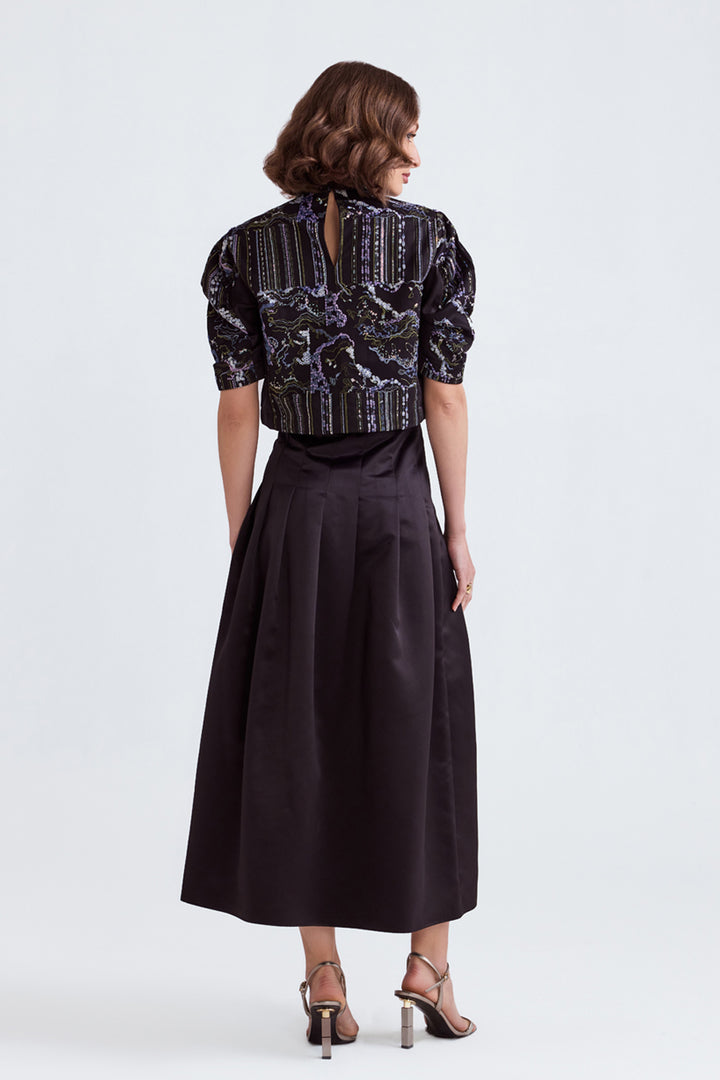 Huma Sequin Top And Satin Midi Skirt