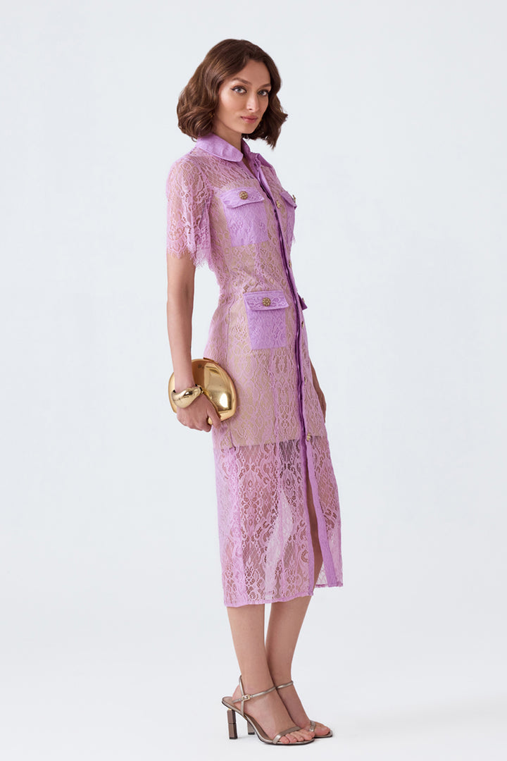 Nyla Lilac Lace Midi