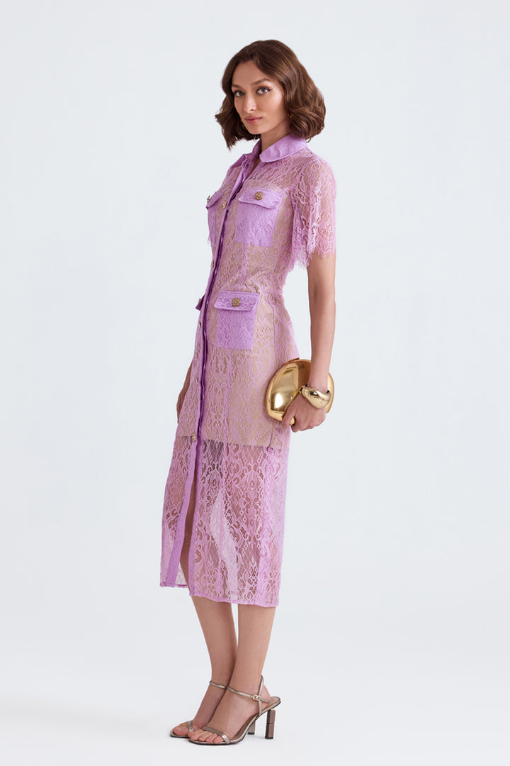 Nyla Lilac Lace Midi