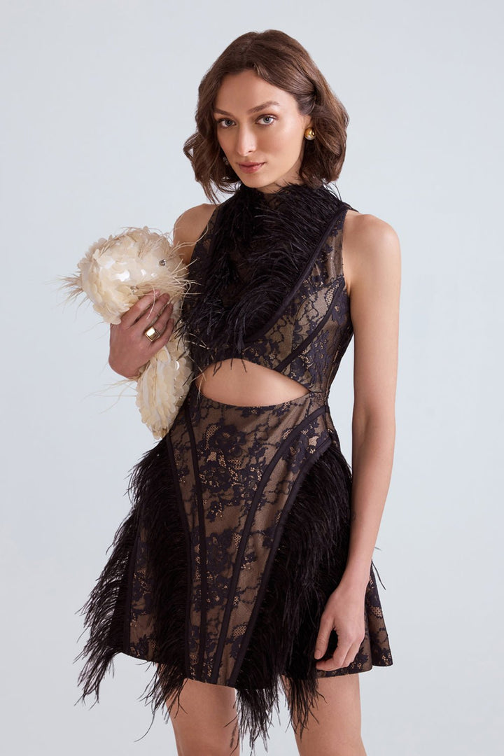 Aliya Lace Flared Mini Dress - Zabella