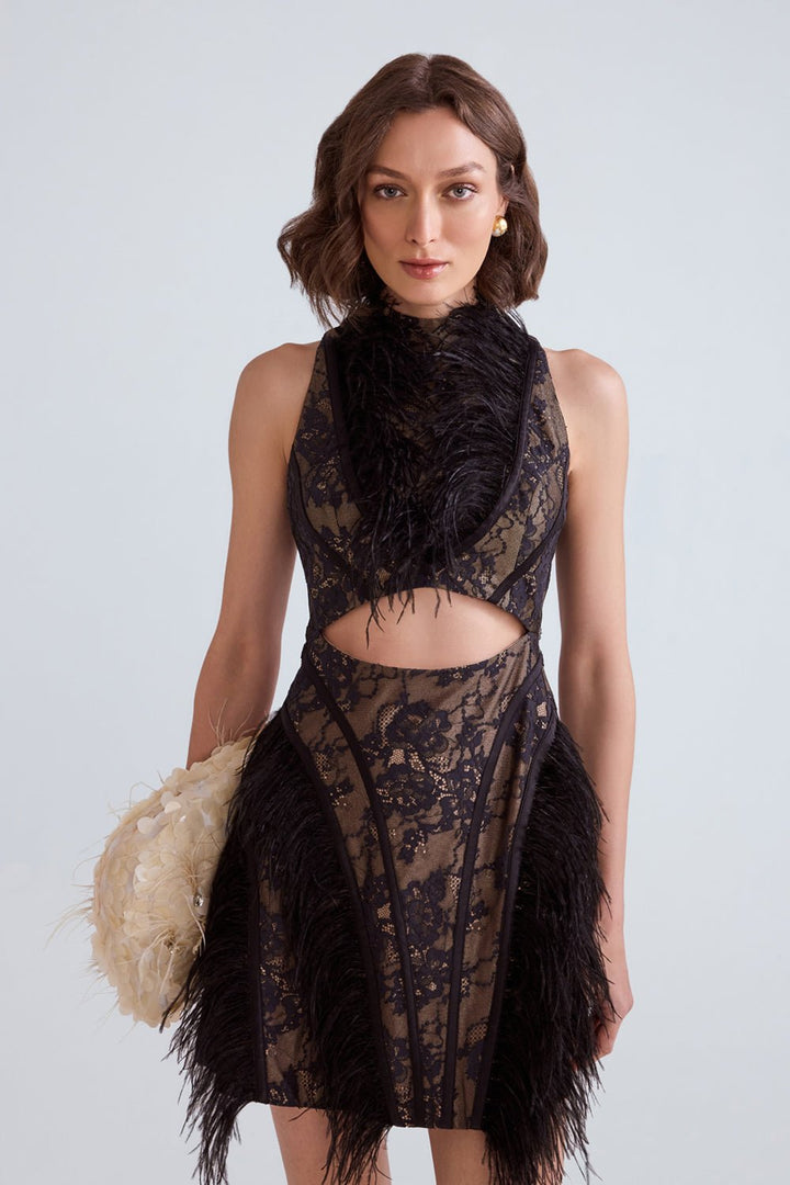 Aliya Lace Flared Mini Dress - Zabella