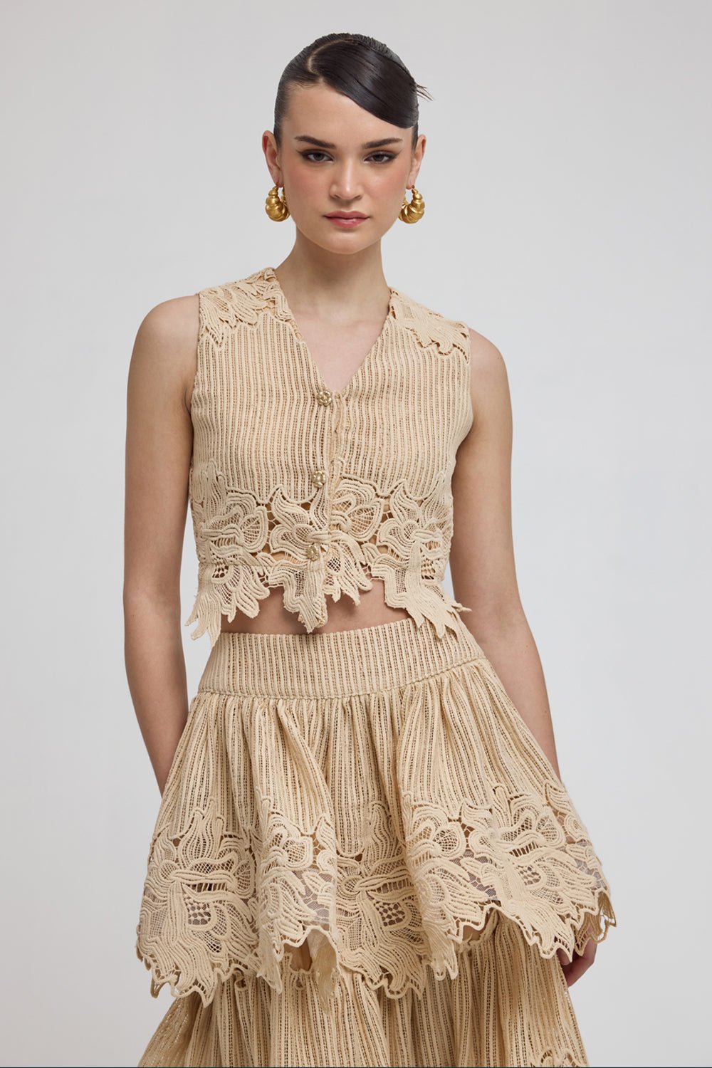 Como Beige Skirt Set - Zabella