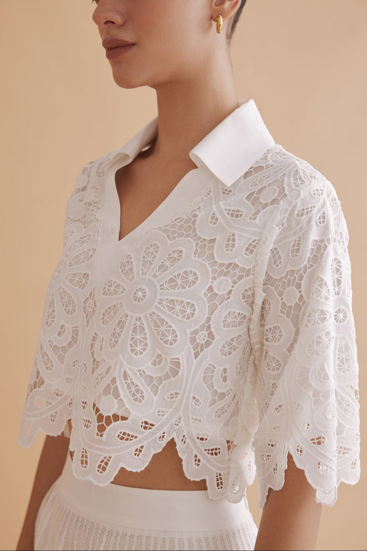 Daria White Lace Top - Zabella