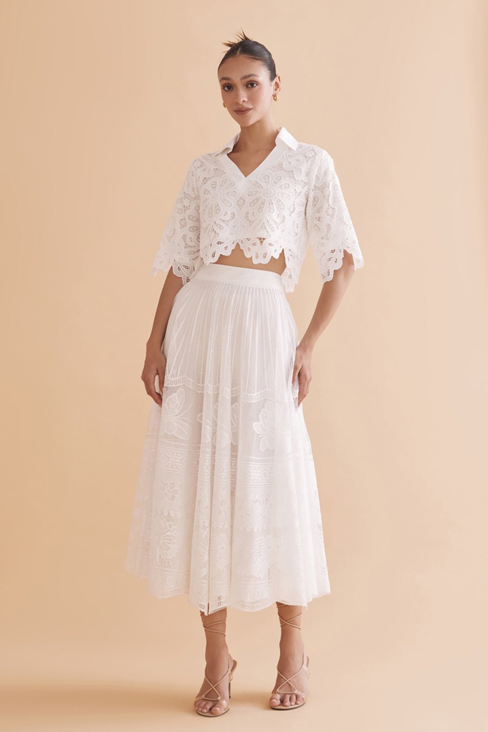 Daria White Lace Skirt - Zabella