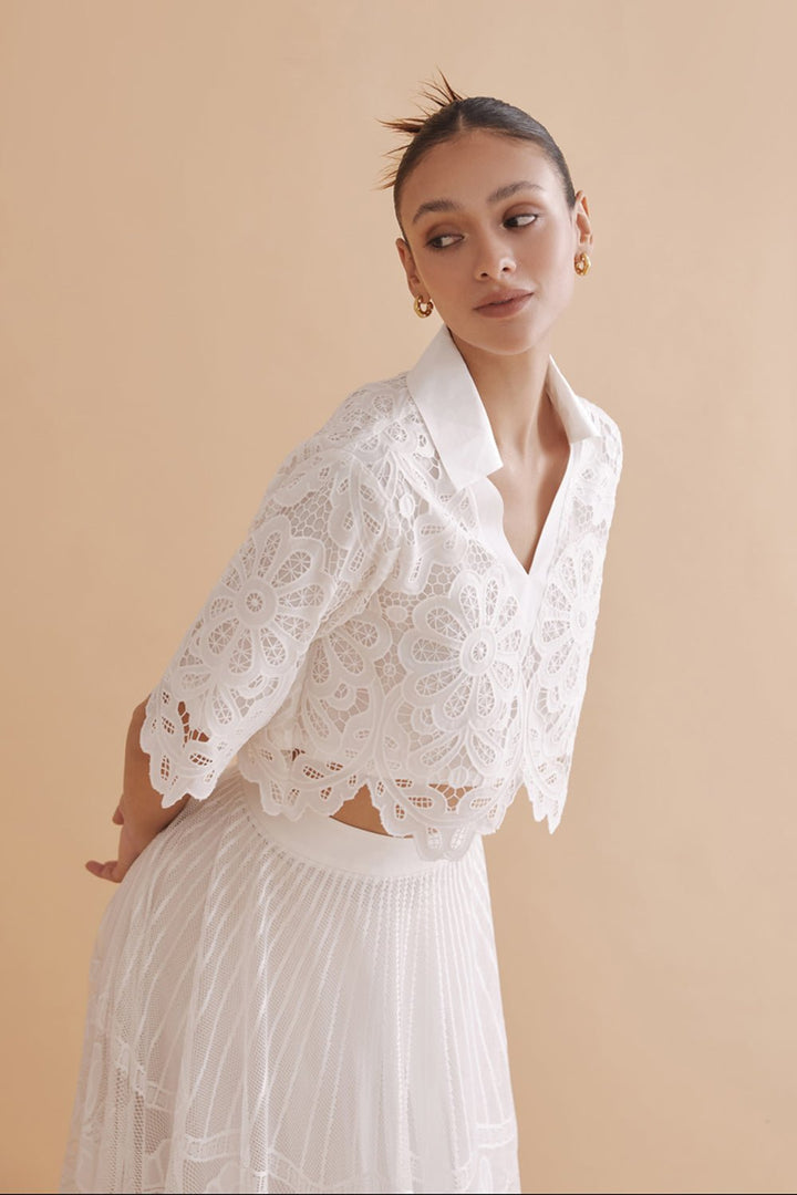 Daria White Lace Top - Zabella