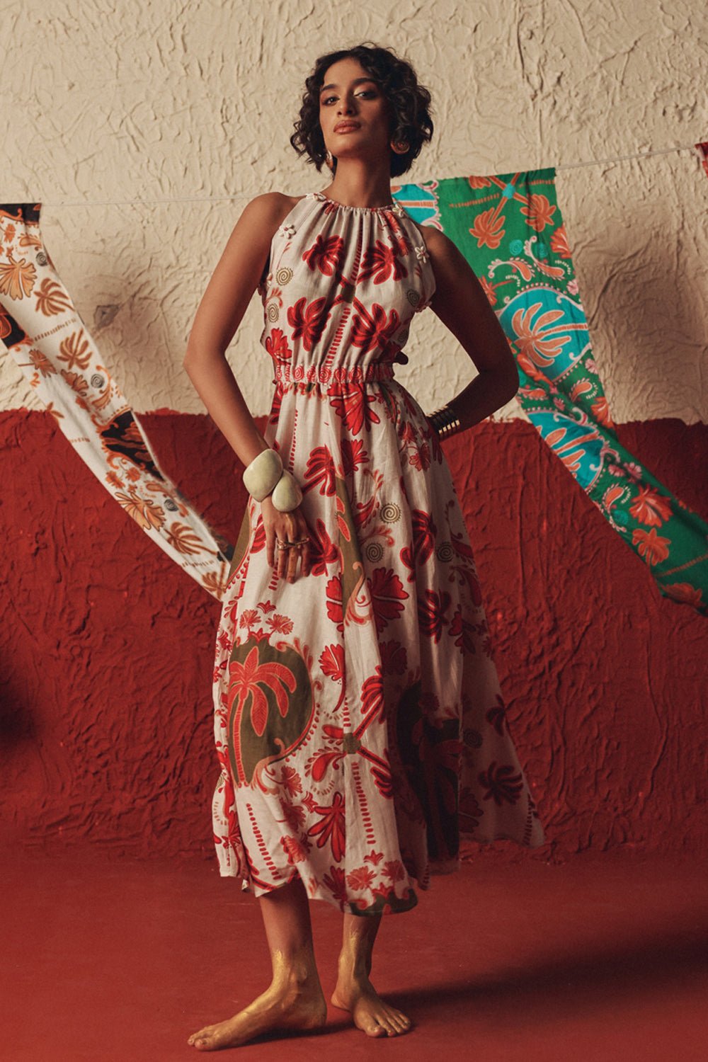 Desert Rhythm Flared Midi Dress - Zabella