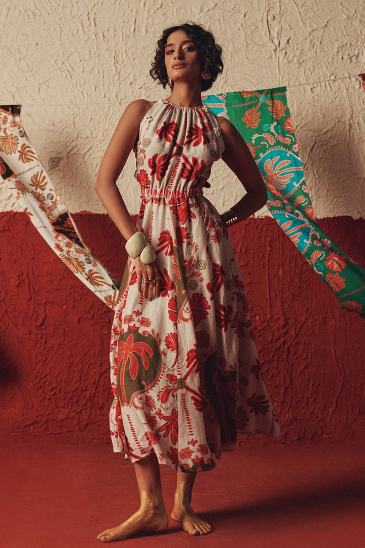 Desert Rhythm Flared Midi Dress - Zabella