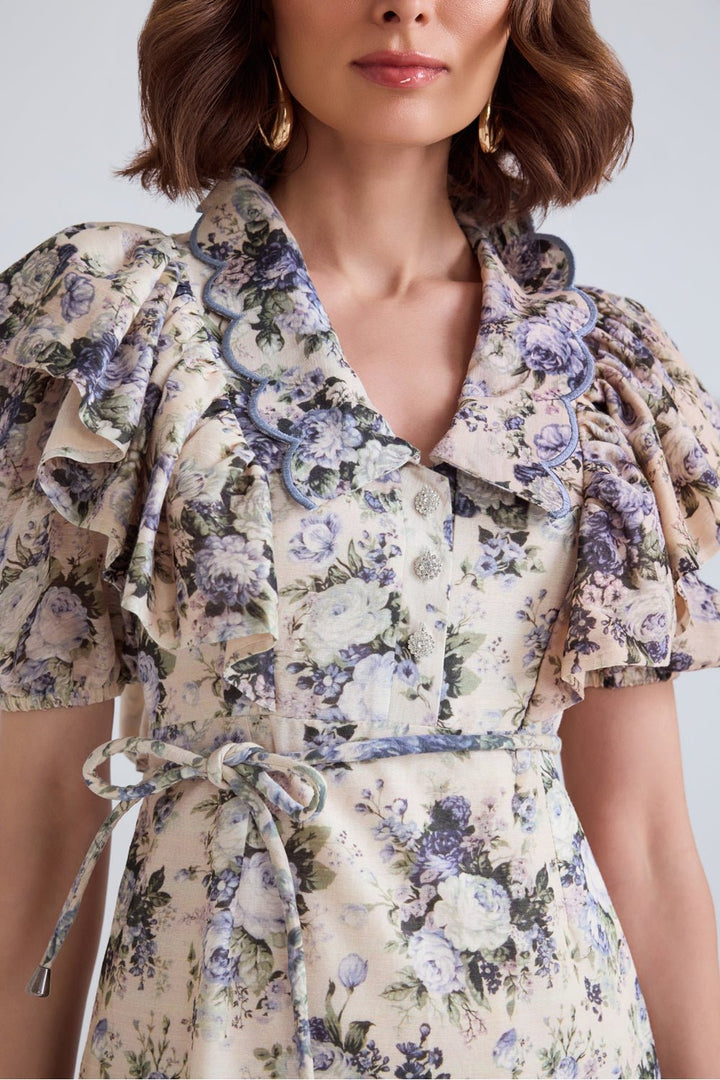Eden Floral Cotton Mini Dress - Zabella