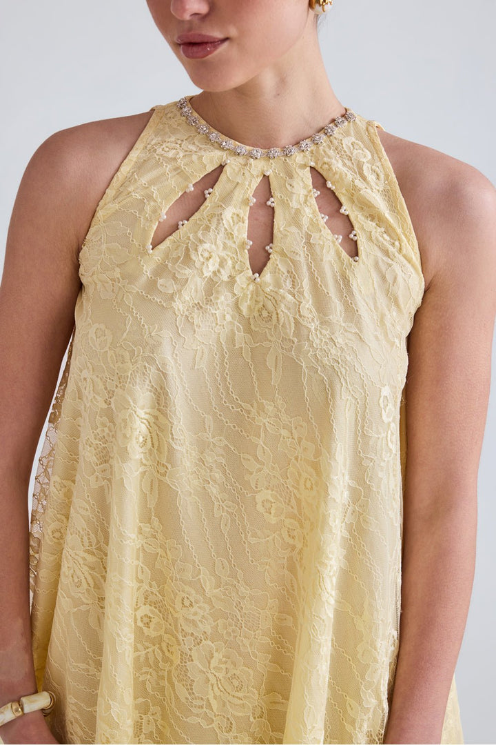 Elsi Lace Flared Mini Dress - Zabella