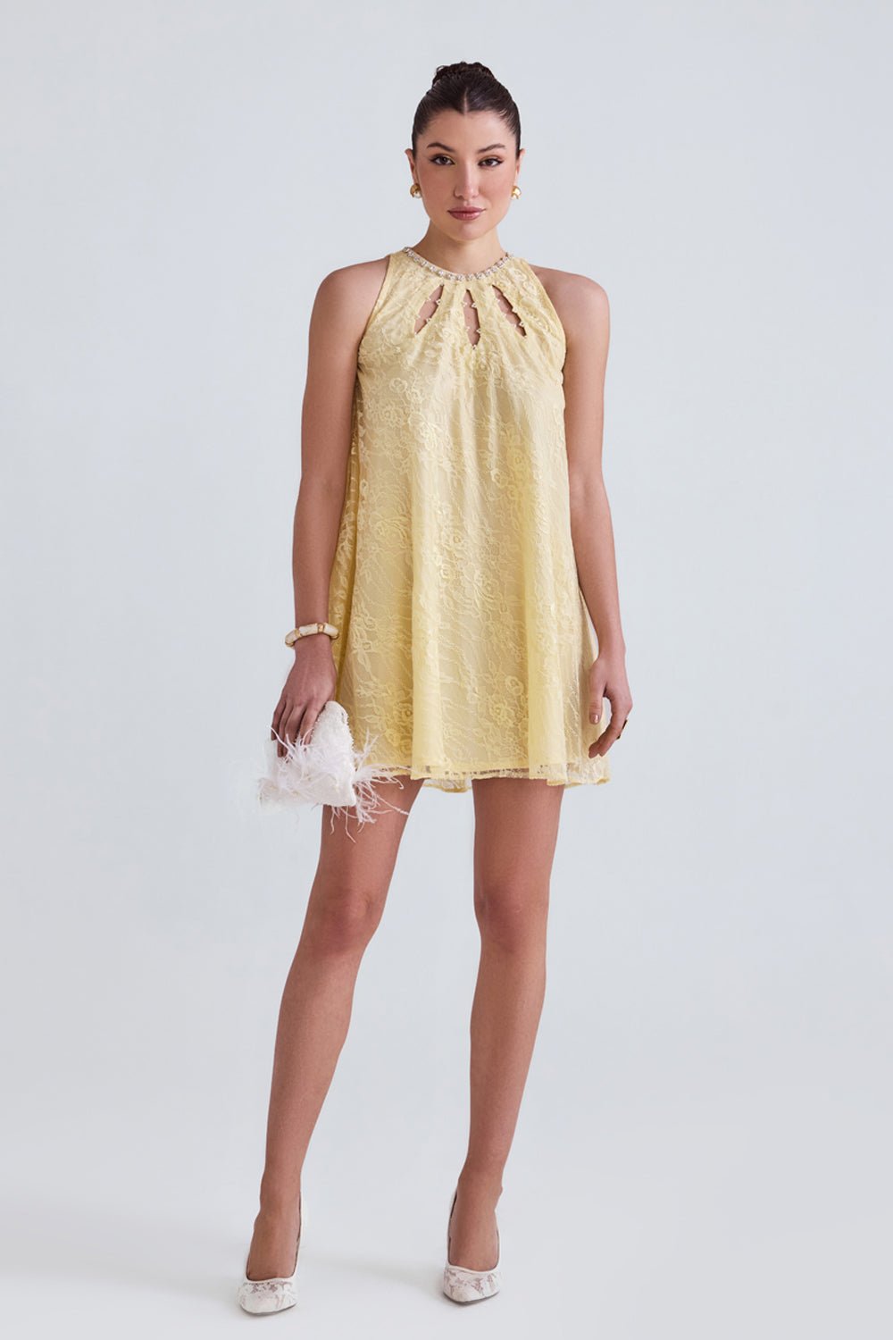 Elsi Lace Flared Mini Dress - Zabella