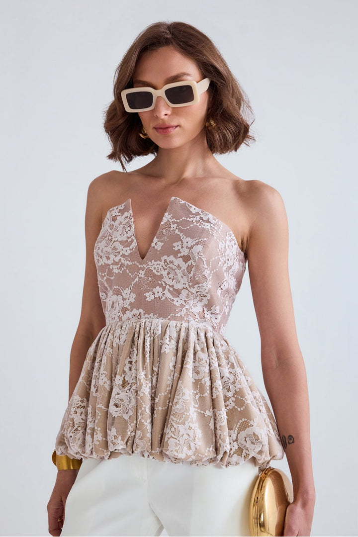 Gaia Balloon Tube Lace Top - Zabella