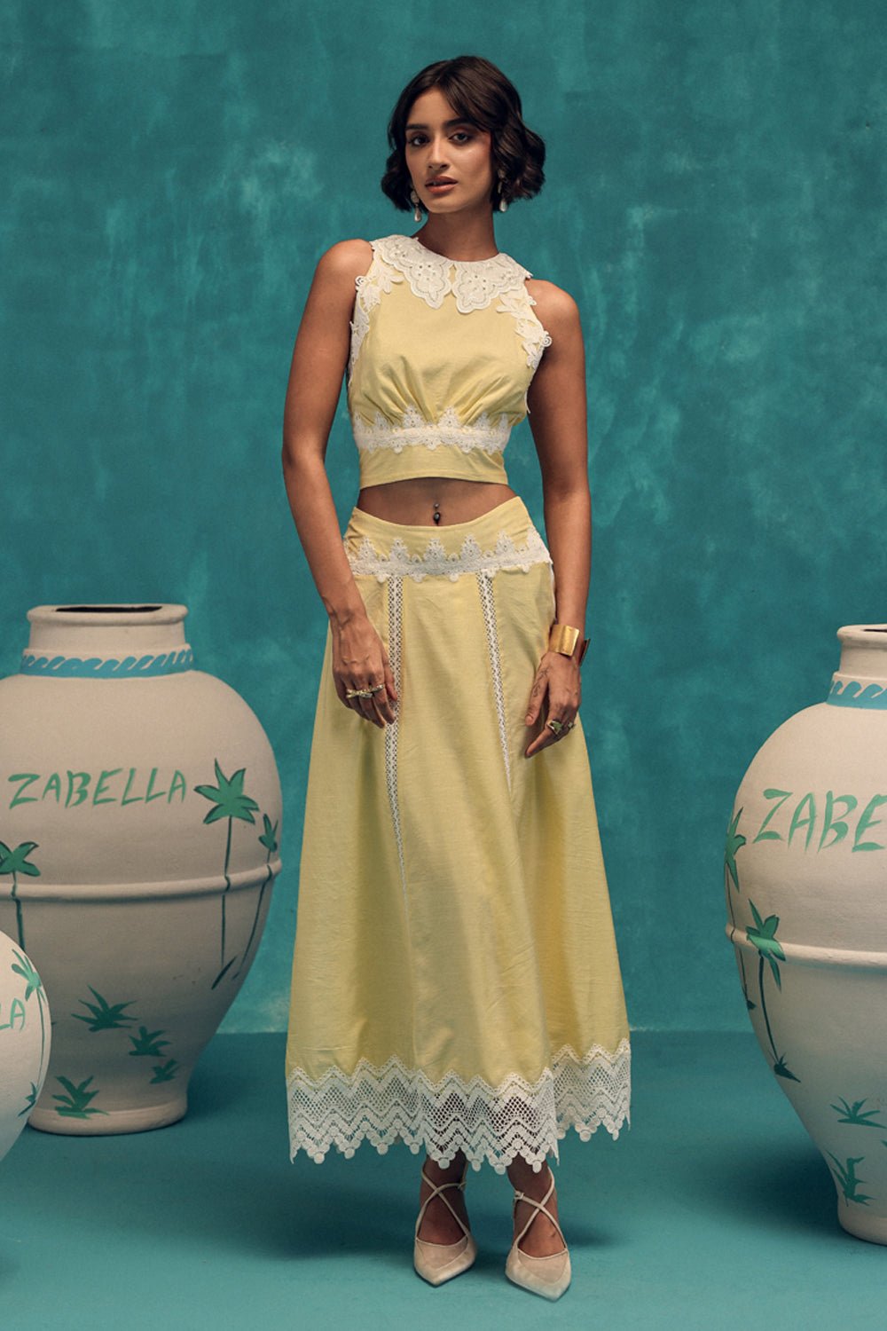 Grace Handcrafted Linen Skirt & Top Set - Zabella