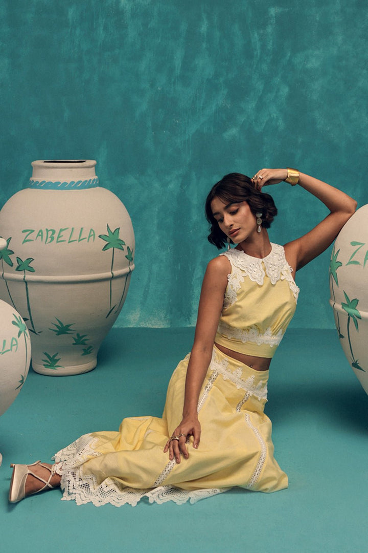 Grace Handcrafted Linen Skirt & Top Set - Zabella
