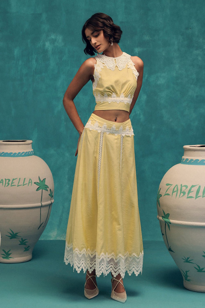 Grace Handcrafted Linen Skirt & Top Set - Zabella