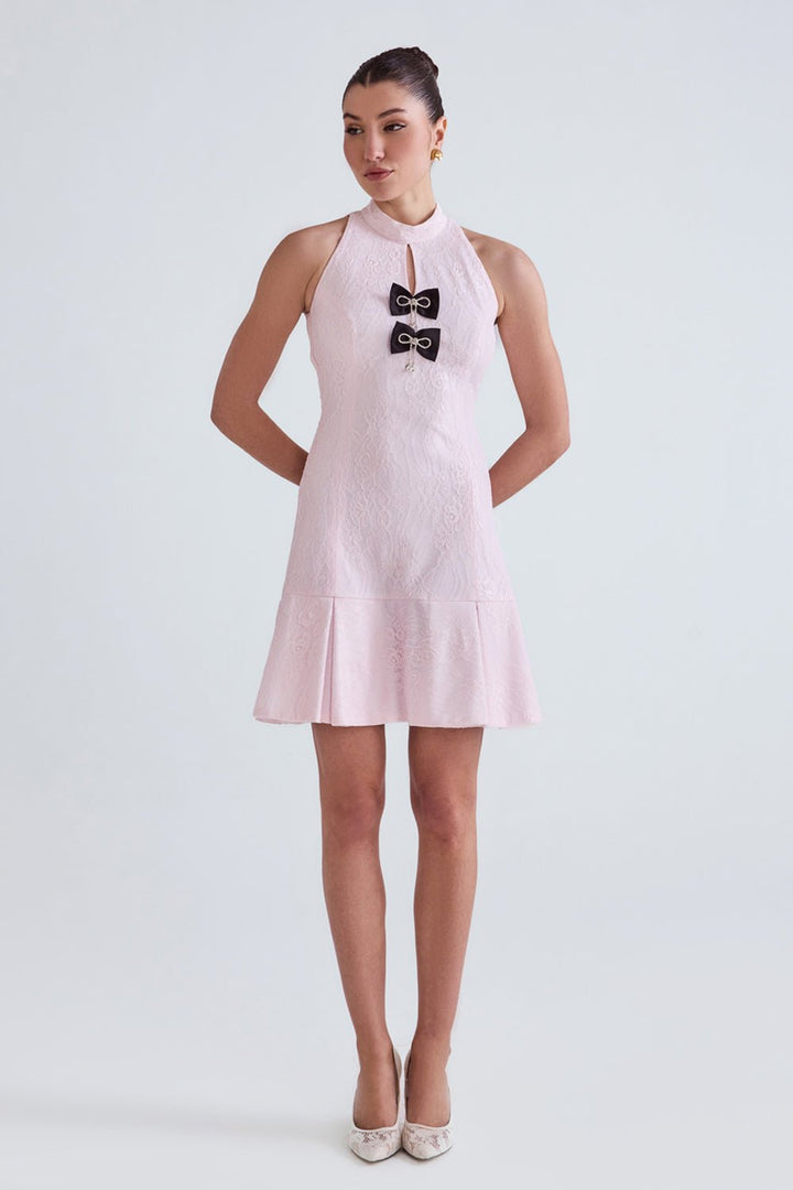Halo Pink Lace Mini Dress - Zabella