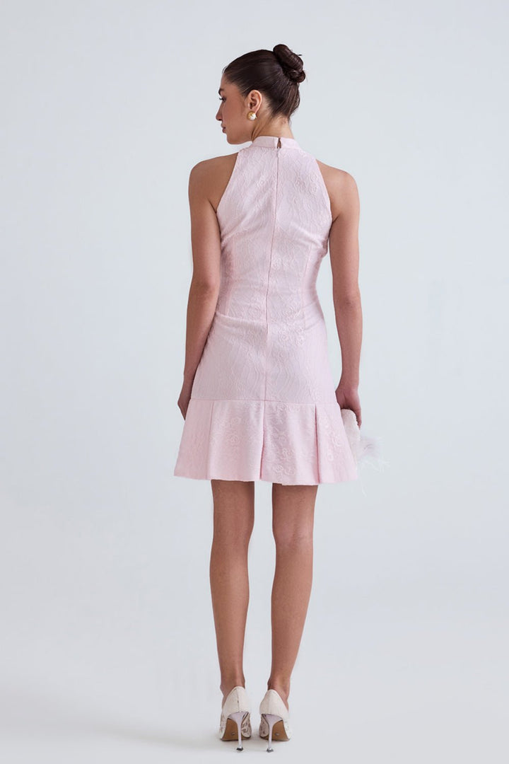 Halo Pink Lace Mini Dress - Zabella