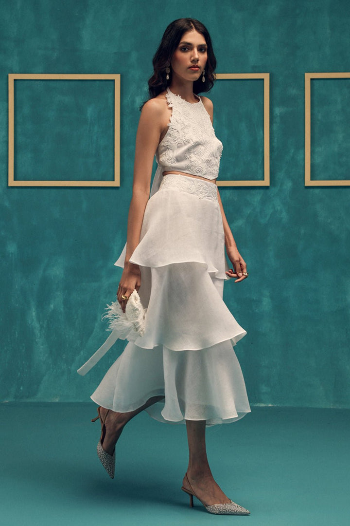 Horizon Layered Linen Skirt - Zabella