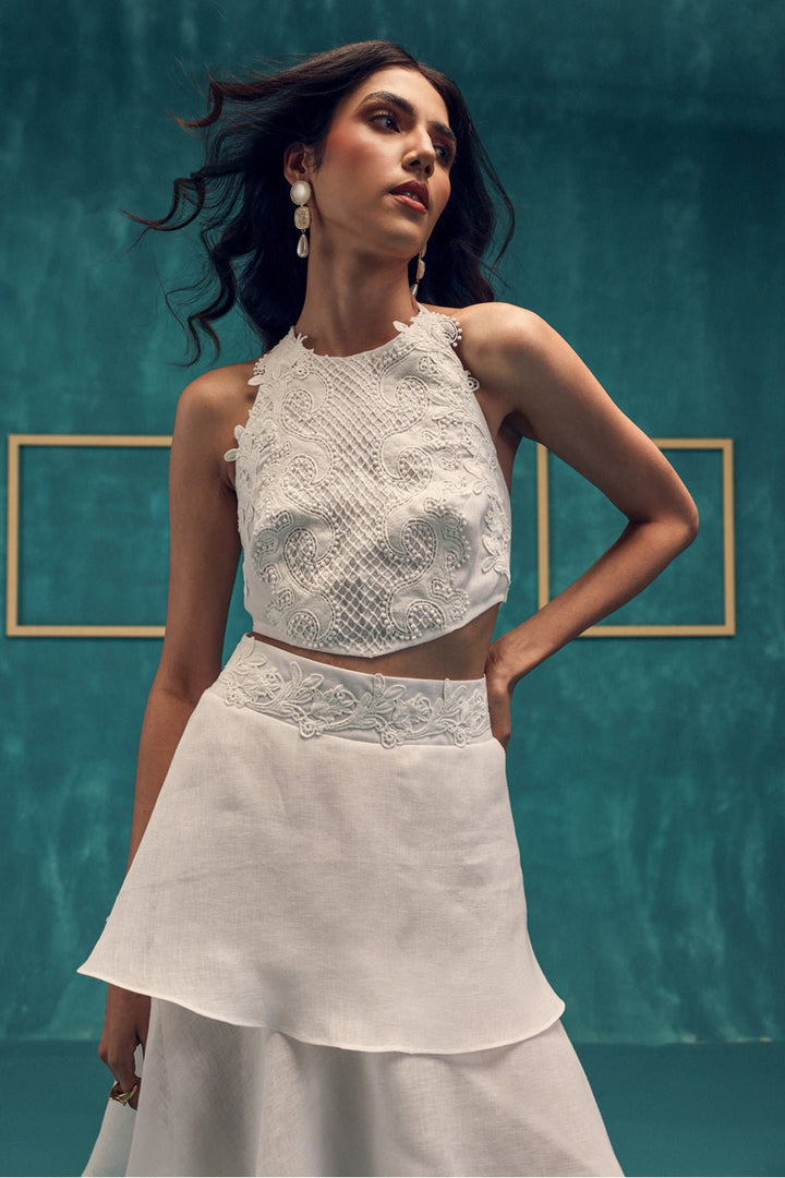 Horizon Layered Linen Skirt - Zabella