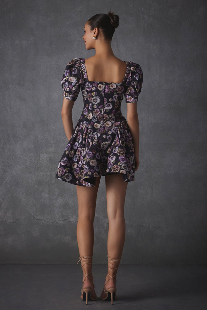 Janice Printed Silk Linen Dress - Zabella