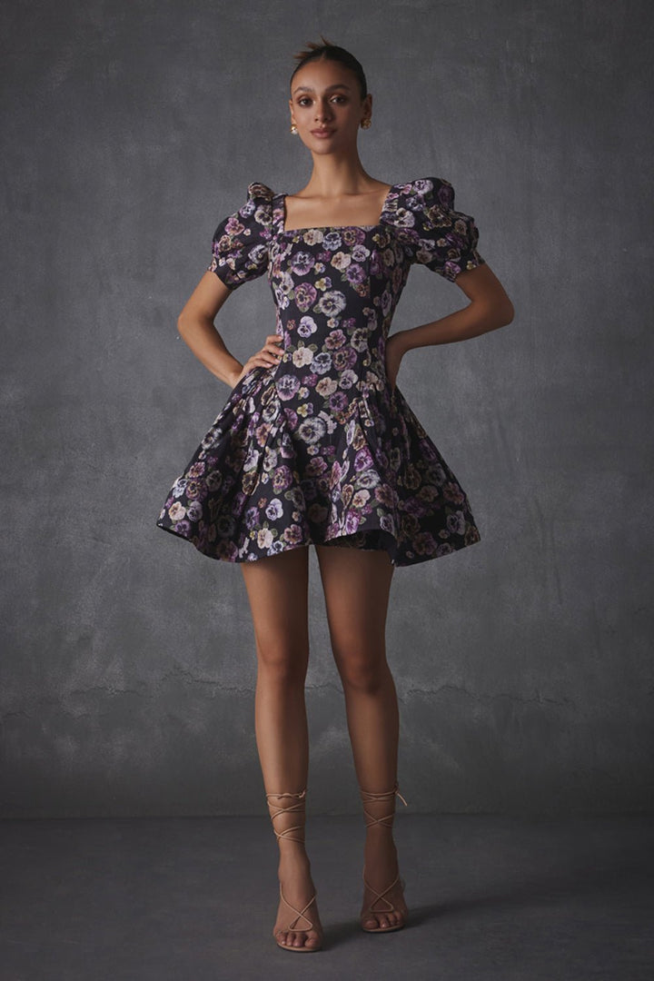 Janice Printed Silk Linen Dress - Zabella