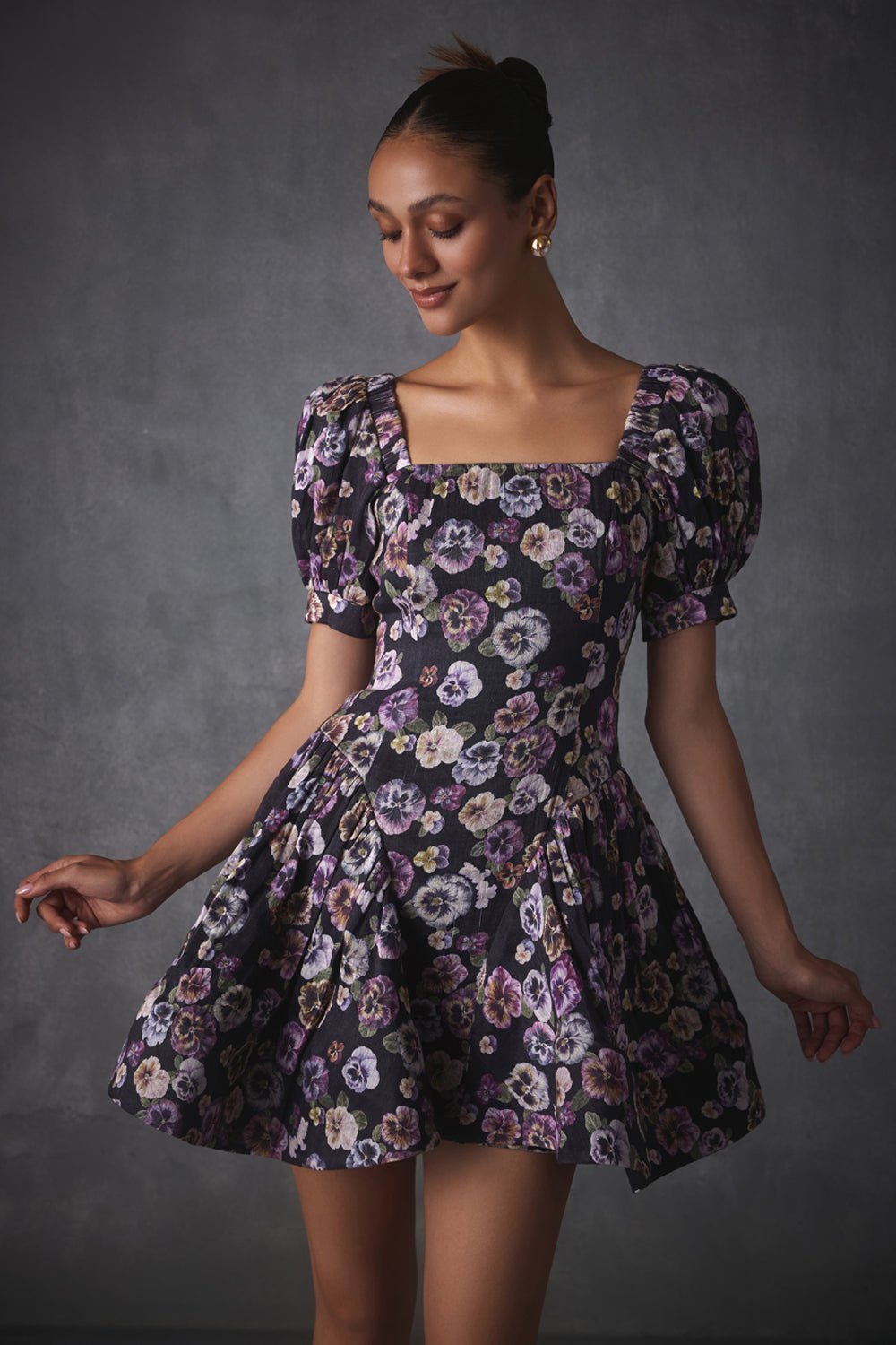 Janice Printed Silk Linen Dress - Zabella