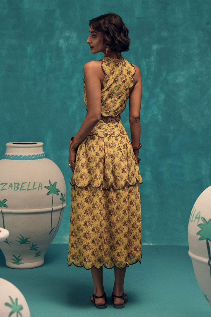 Lush Linen Scalloped Skirt & Top Set - Zabella