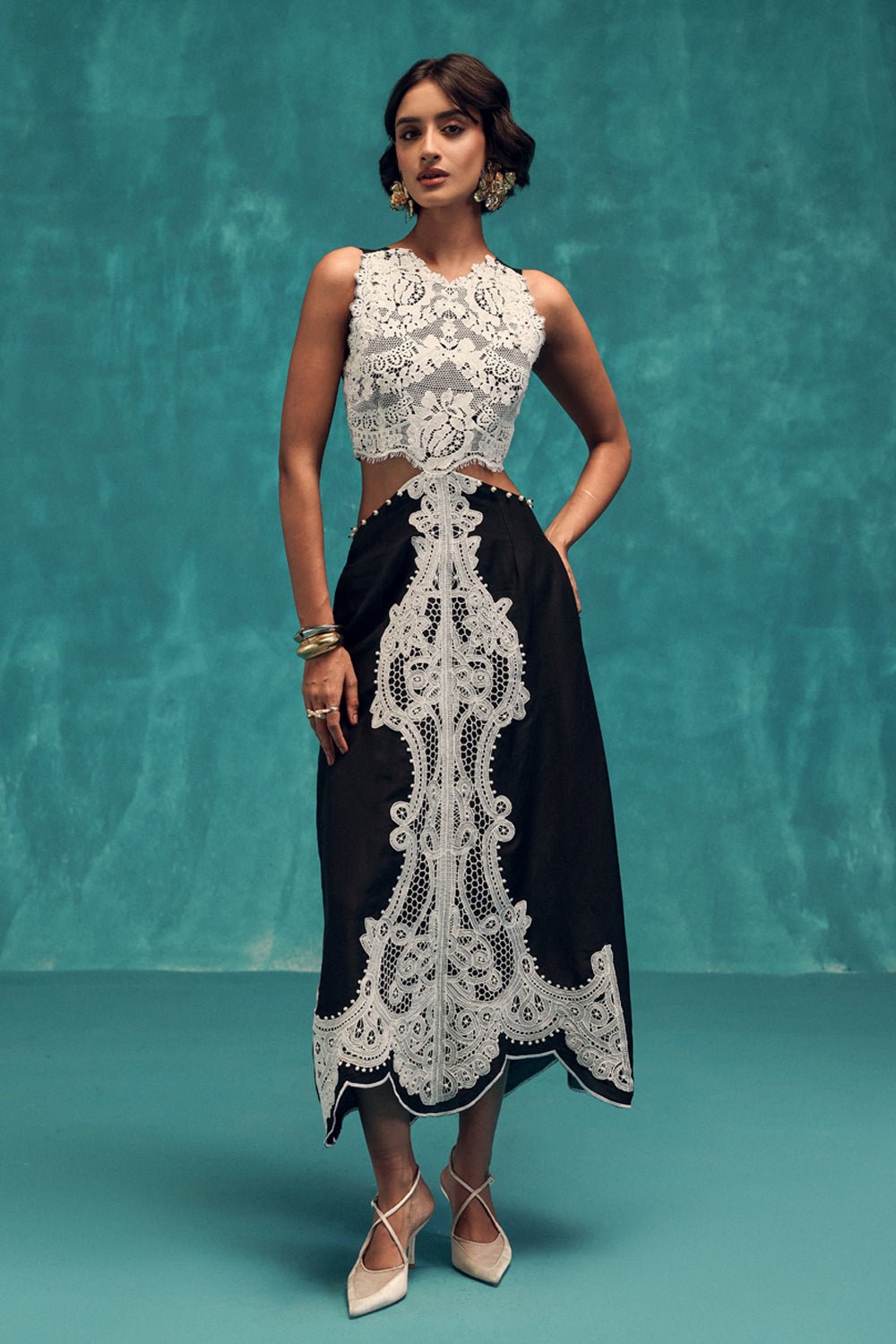 Muse Black Lace Midi Dress - Zabella