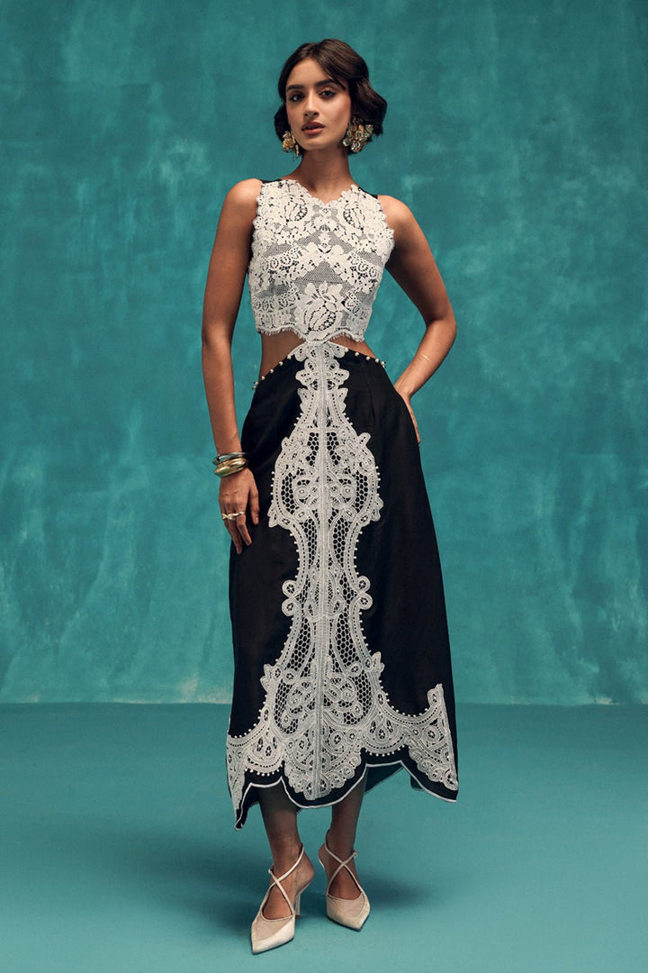 Muse Black Lace Midi Dress - Zabella