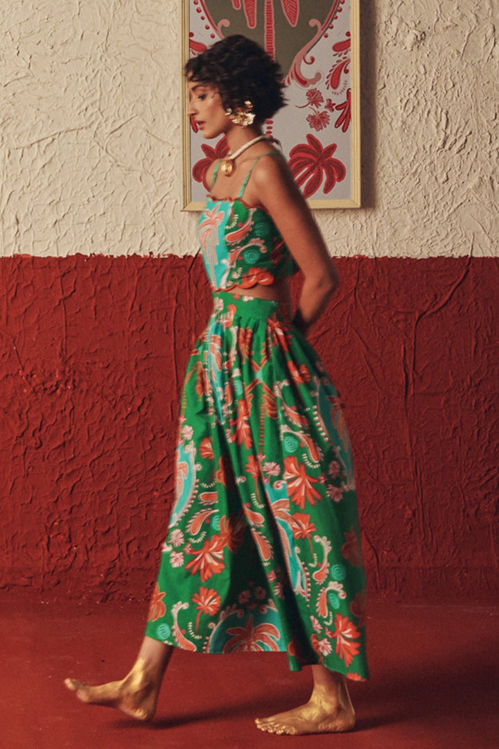 Nomad Bloom Scalloped Midi Dress - Zabella