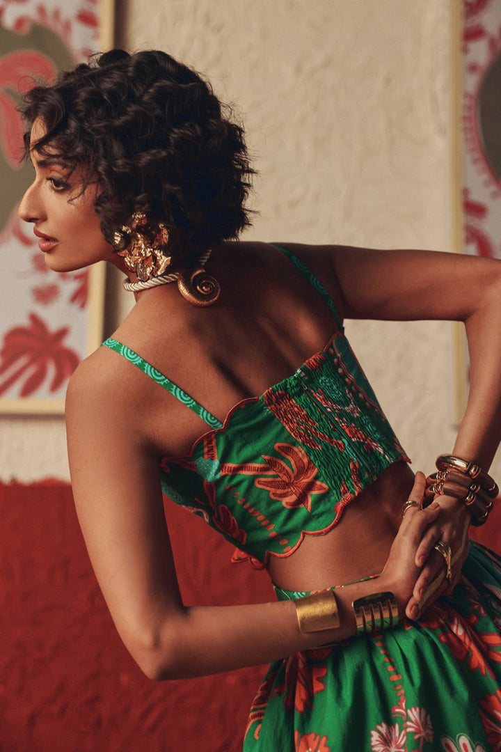 Nomad Bloom Scalloped Midi Dress - Zabella