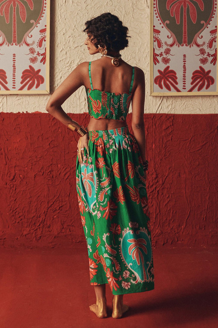 Nomad Bloom Scalloped Midi Dress - Zabella