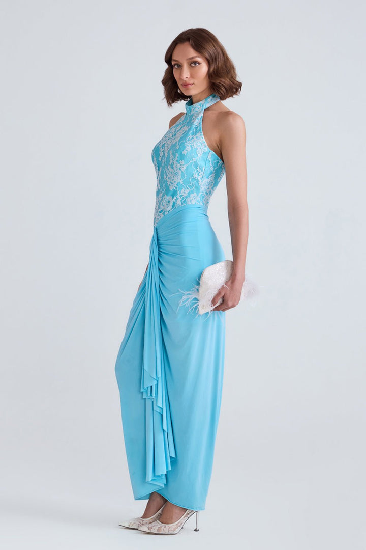 Reem Blue Lycra Dress - Zabella